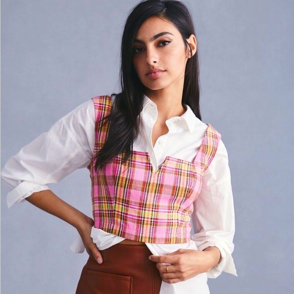 NWT Anthropologie Maeve
Structured Plaid Corset Crop Top. NWT Sz 10
